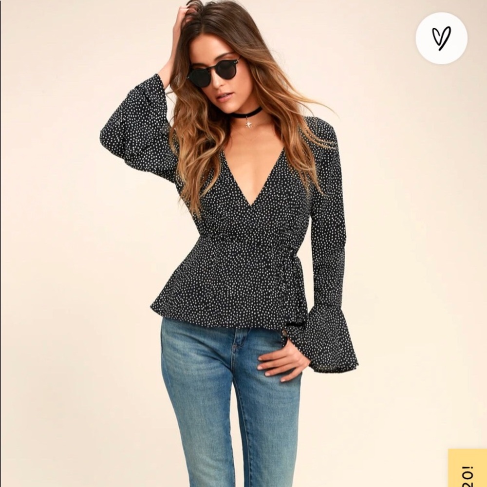 Lulus Polka dot bell sleeve top